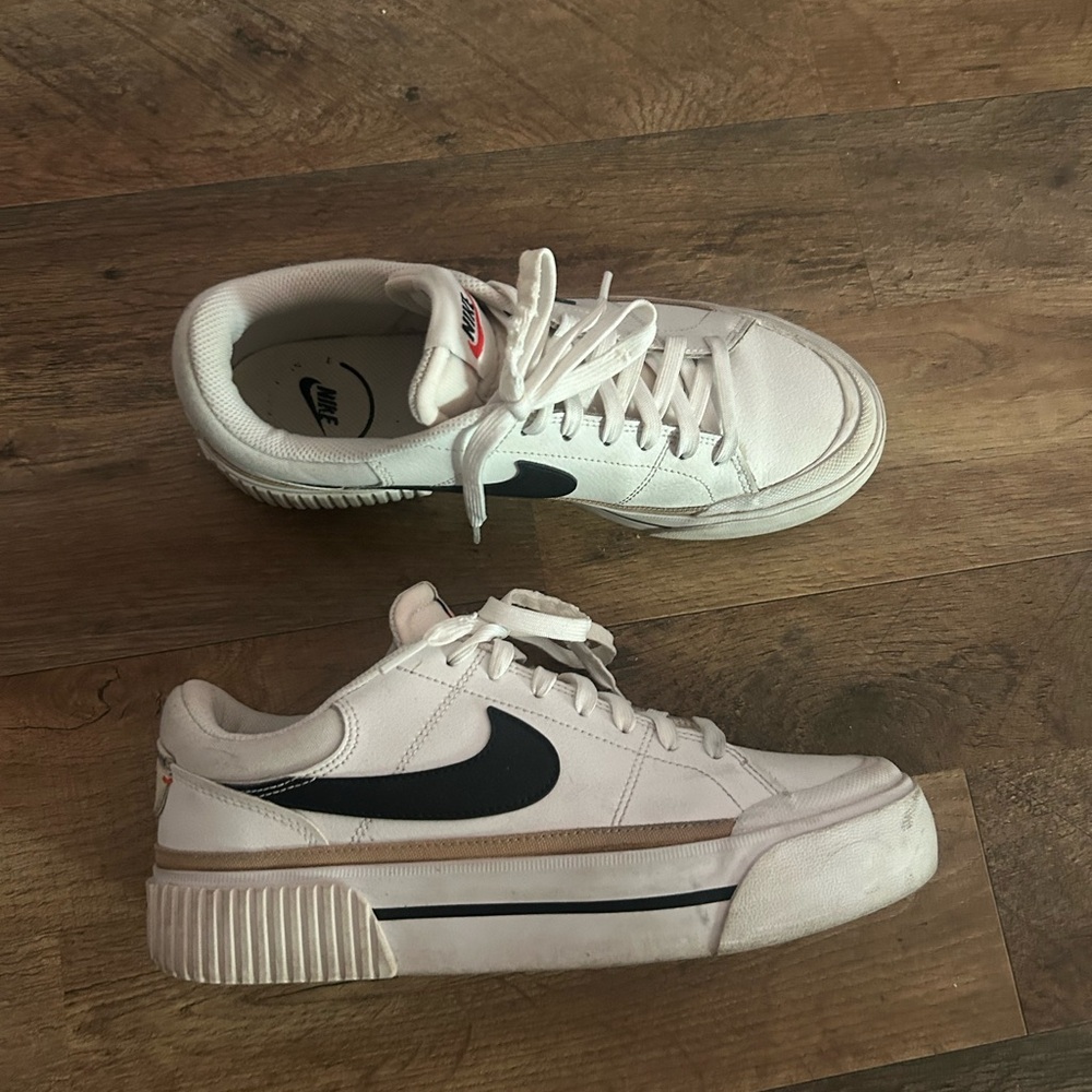 Nike White and Black Retro Sneakers with Chunky Sole
